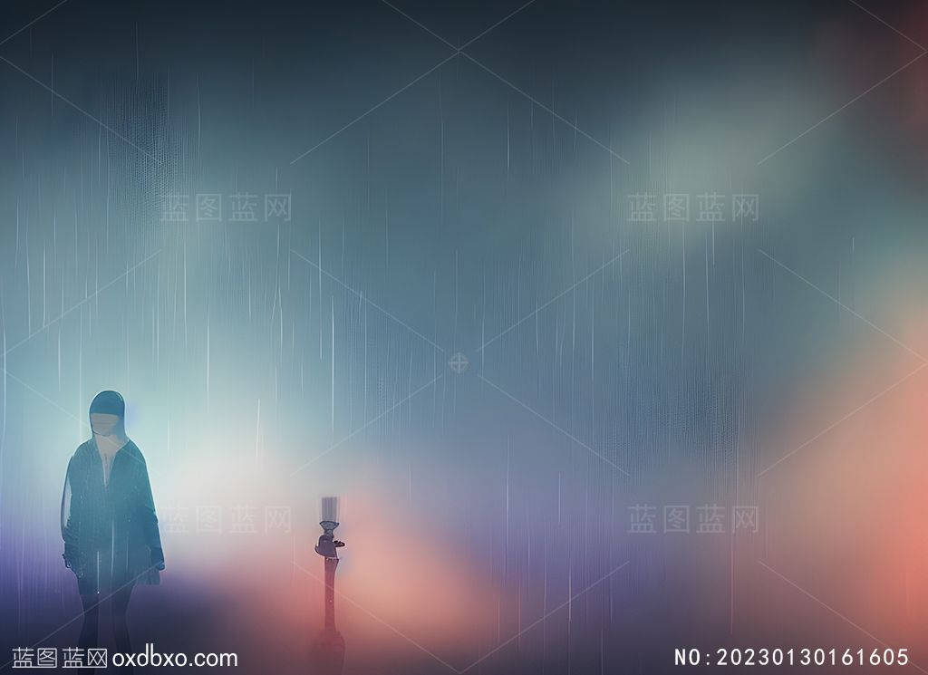 雨夜小雨女孩星光路灯下.jpg