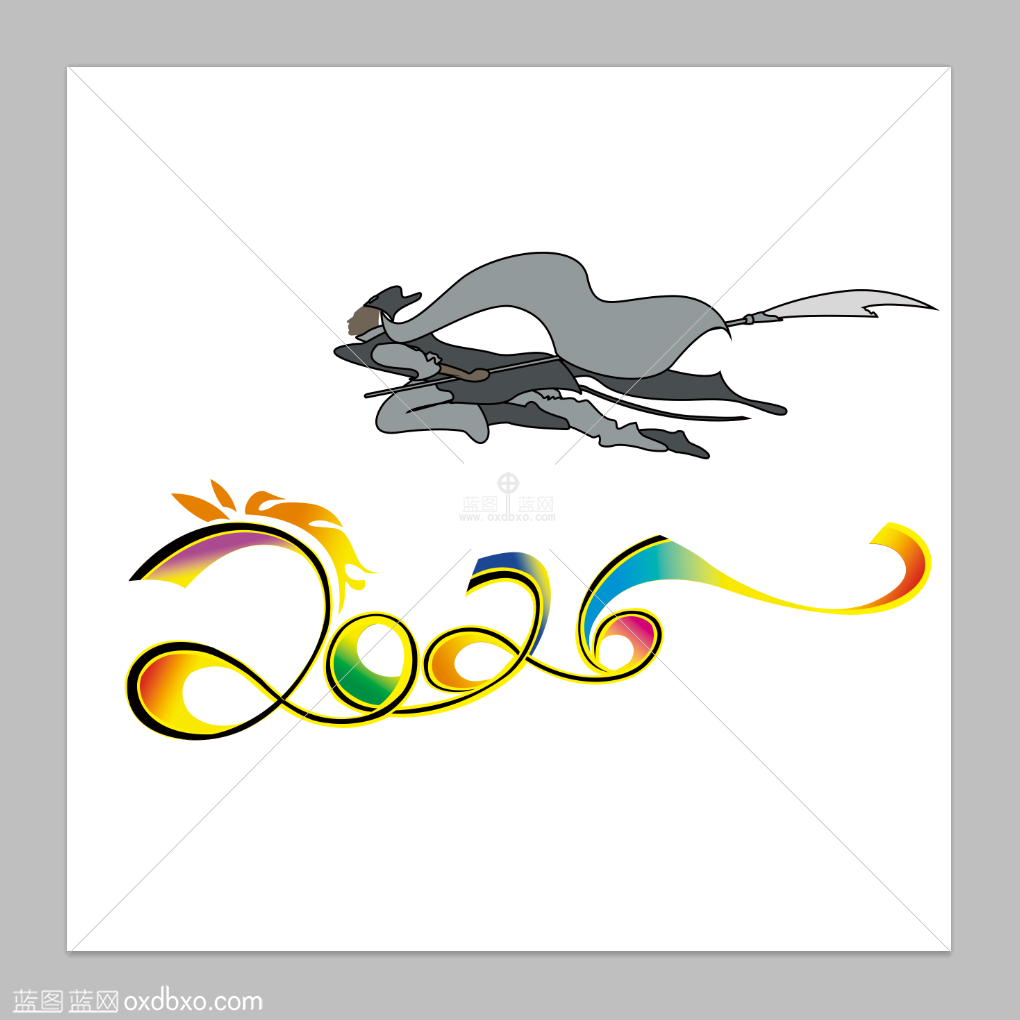 商用素材马年新春新年元素龙马造型勇士将军奋斗者先锋勇往直前(图1)