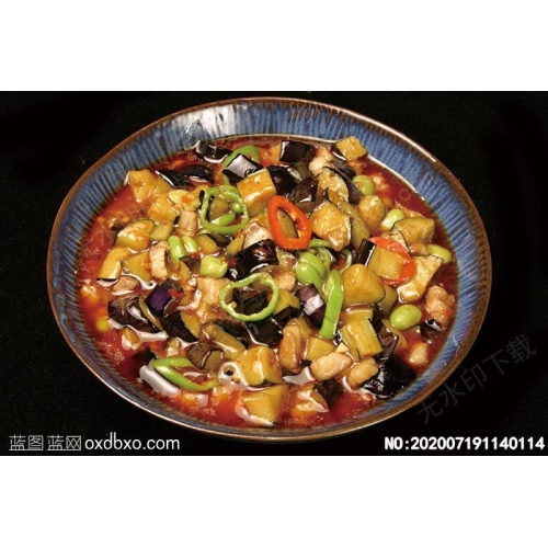 风味茄丁菜谱湘菜系列美食菜牌素材_作品编号NO:202007191140114