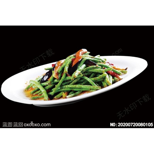 长豆角炒茄瓜菜谱湘菜系列美食菜牌素材_作品编号NO:20200720080105