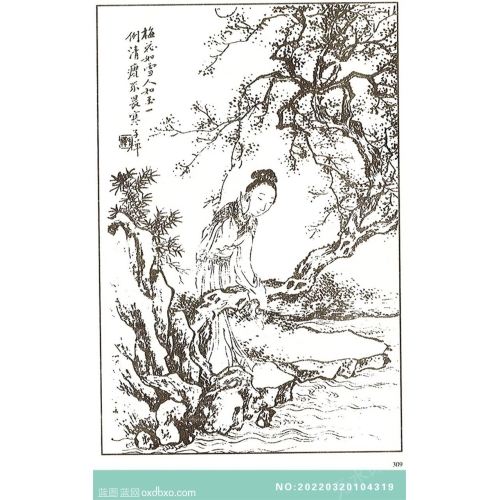 芥子园画谱人物画法白描中国传统国画素材_作品编号：NO:20220320104319