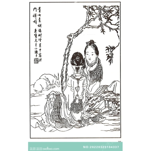 芥子园画谱人物画法白描中国传统国画素材_作品编号：NO:20220320104337