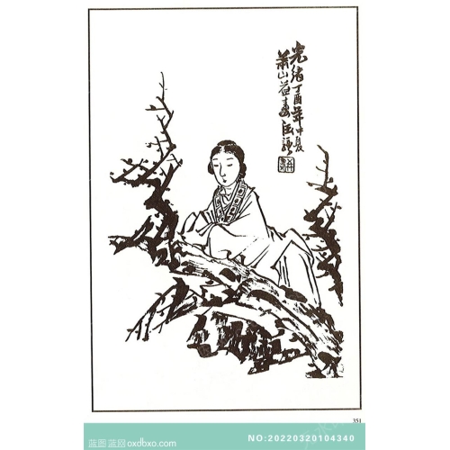 芥子园画谱人物画法白描中国传统国画素材_作品编号：NO:20220320104340