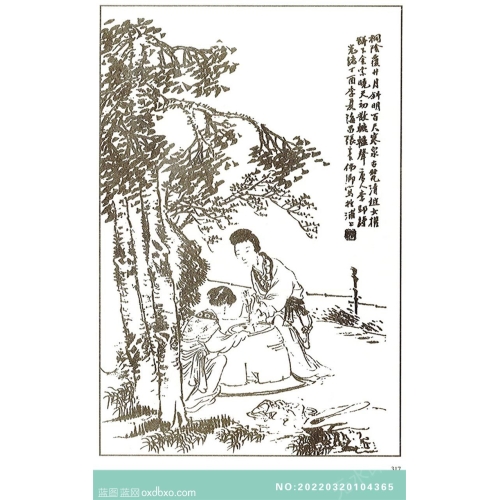 芥子园画谱人物画法白描中国传统国画素材_作品编号：NO:20220320104365