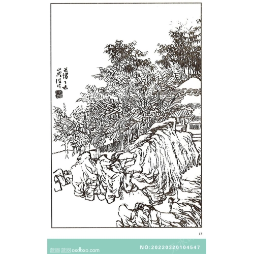 芥子园山水画集白描山水中国传统国画素材_作品编号：NO:20220320104547