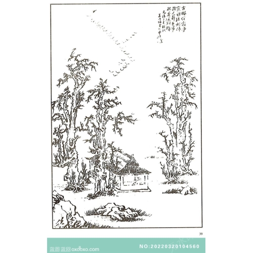 芥子园山水画集白描山水中国传统国画素材_作品编号：NO:20220320104560