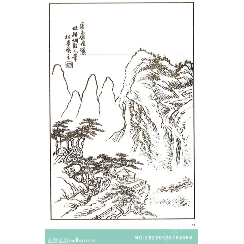 芥子园山水画集白描山水中国传统国画素材_作品编号：NO:20220320104566