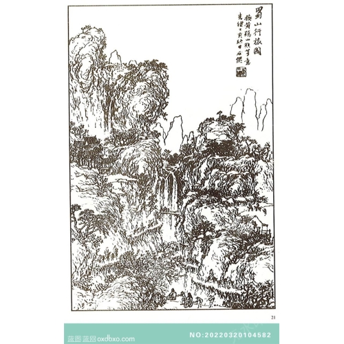 芥子园山水画线描中国传统国画素材_作品编号：NO:20220320104582