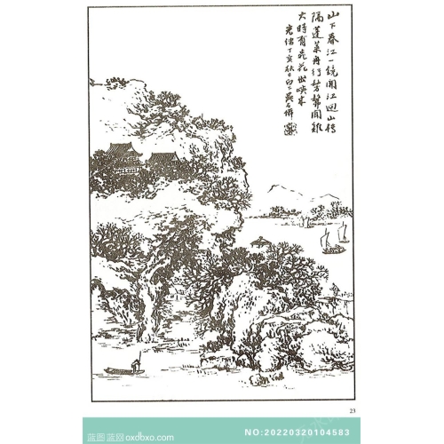 芥子园山水画线描中国传统国画素材_作品编号：NO:20220320104583