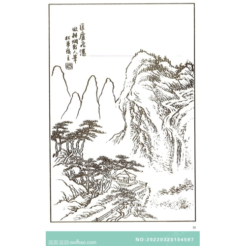 芥子园山水画线描中国传统国画素材_作品编号：NO:20220320104597