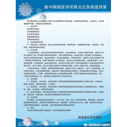 集中隔离医学观察点应急救援预案预防新型冠状病毒新冠设计素材_作品编号：20220427130291