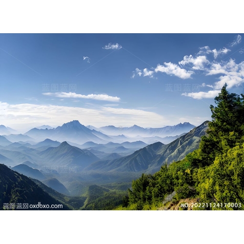 天空远山蓝天青山丘白云风景背景蓝背景素材编号NO:20221124170003