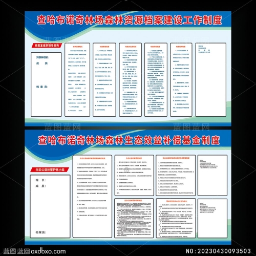 林场森林资源档案建设工作制度林场森林生态效益补偿集锦制度图板素材编号_NO:20230430093503