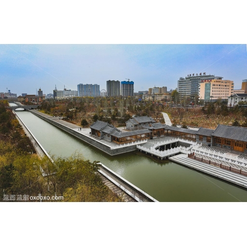 山西大同市城市风貌护城河风景摄影图片素材