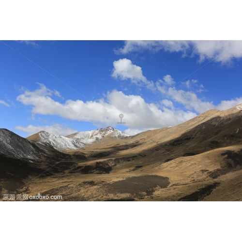 西藏米拉山口冰山雪山高原蓝天白云商业摄影商用图片素材