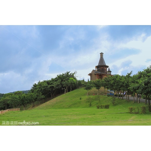 深圳东部华侨城 绿地 蓝天 古堡 复古建筑 欧式 欧洲风 风情 风光 风景 商业摄影 商用素材