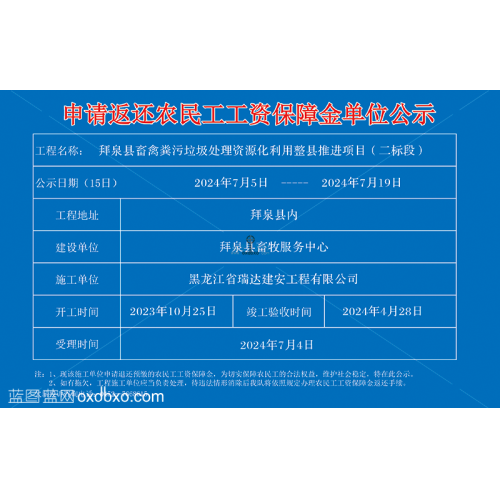 申请返还农民工工资保障金单位公示板设计素材编号_NO:20230123203615