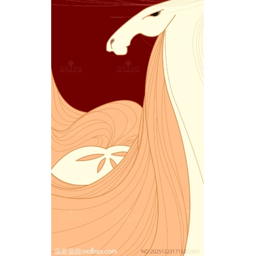 商用设计素材古风骏马线条抽象装饰白马年海报素材编号_NO:202512231715202601