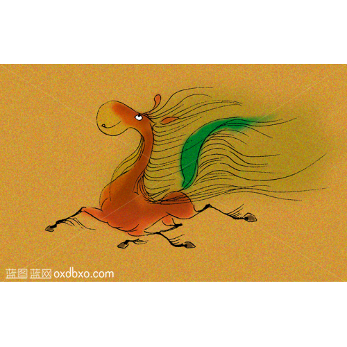 商用素材国风马年插画复古马手绘复古素材编号_NO:20260215143401